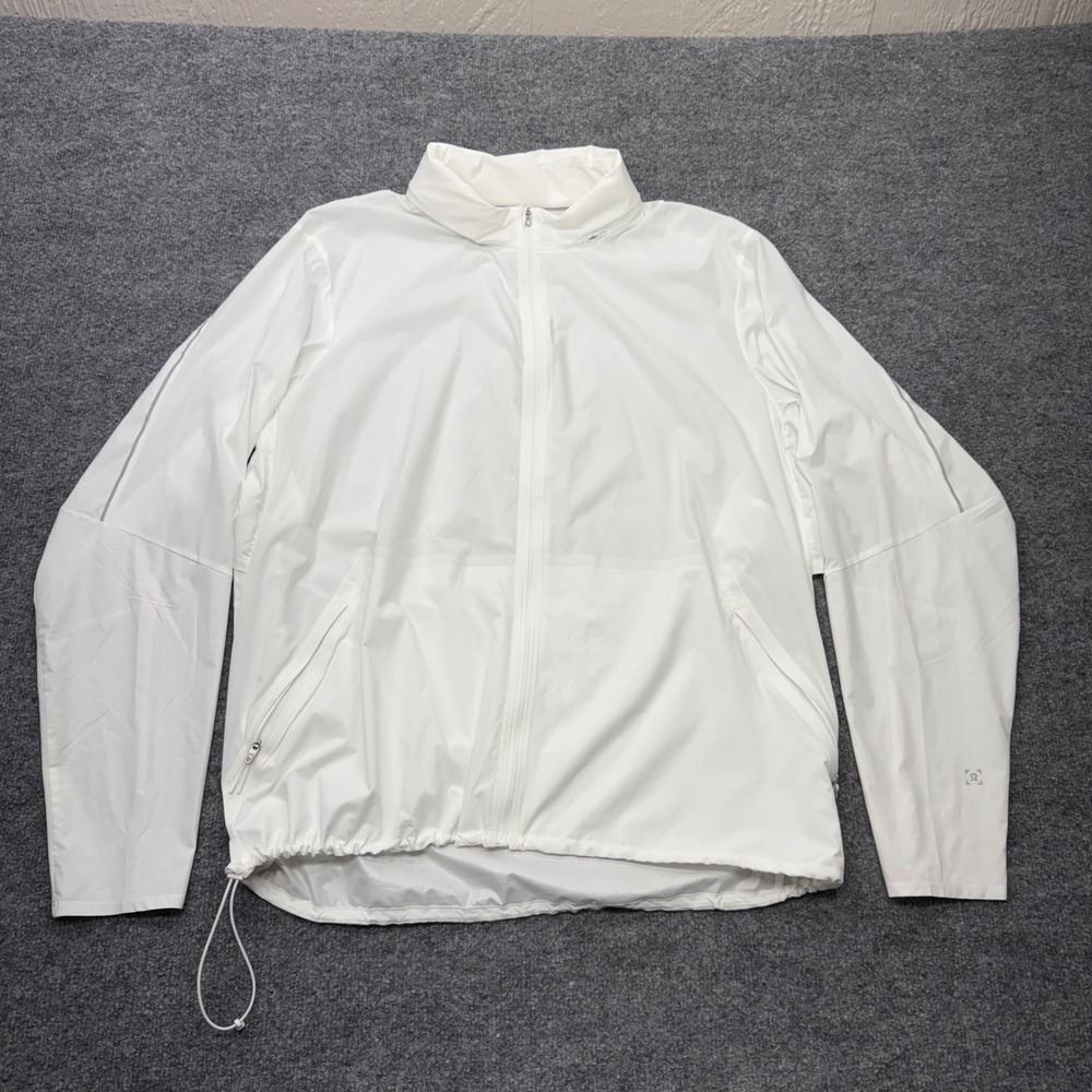 Lululemon Mens XXL Fast and Free Windbreaker Jacket White Reflective Full Zip
